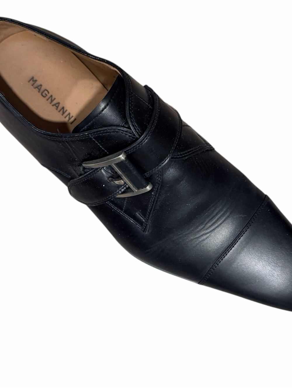 MAGNANNI ✘ Black Double Monk Strap Cap Toe Dress Shoes 7 Leather Spain - Picture 6 of 14